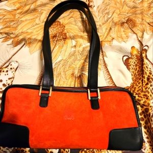 Loewe Tangerine Suede Baguette Shoulder Bag EUC